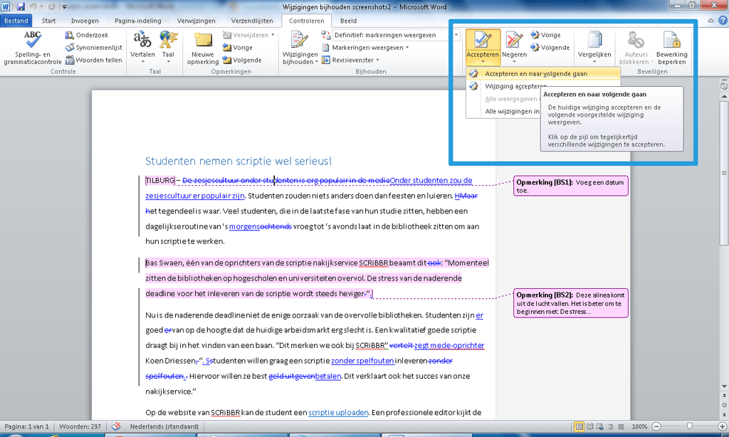 Handleiding Verwerken wijzigingen van de editor SCRiBBR