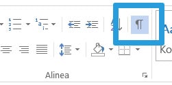 Alineamarkeringen in Word