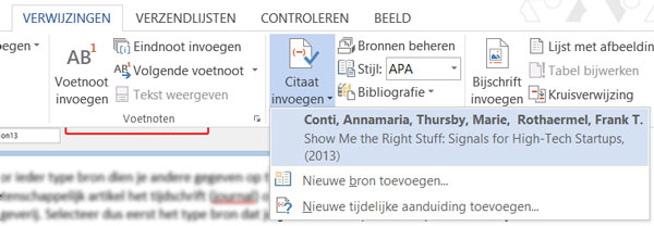 Citaat invoegen Word