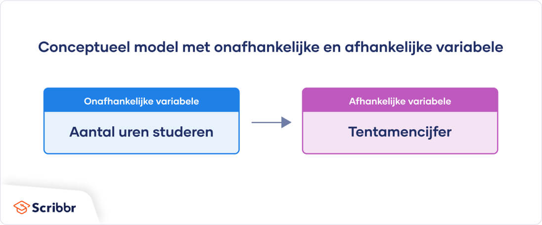 Voorbeeld conceptueel model met onafhankelijke en afhankelijke variabele