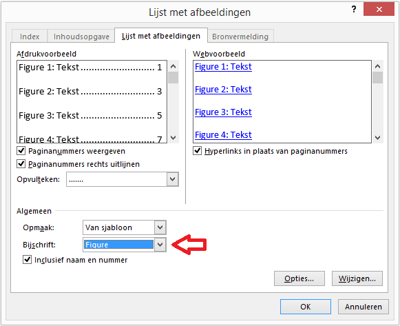 Figuren- en tabellenlijst invoegen