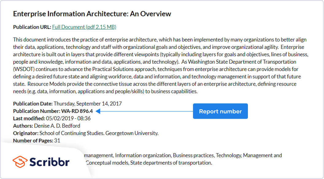 APA report number in database