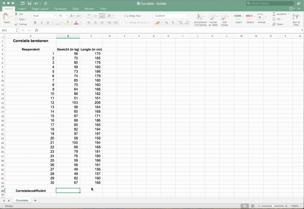 Correlatie berekenen Excel