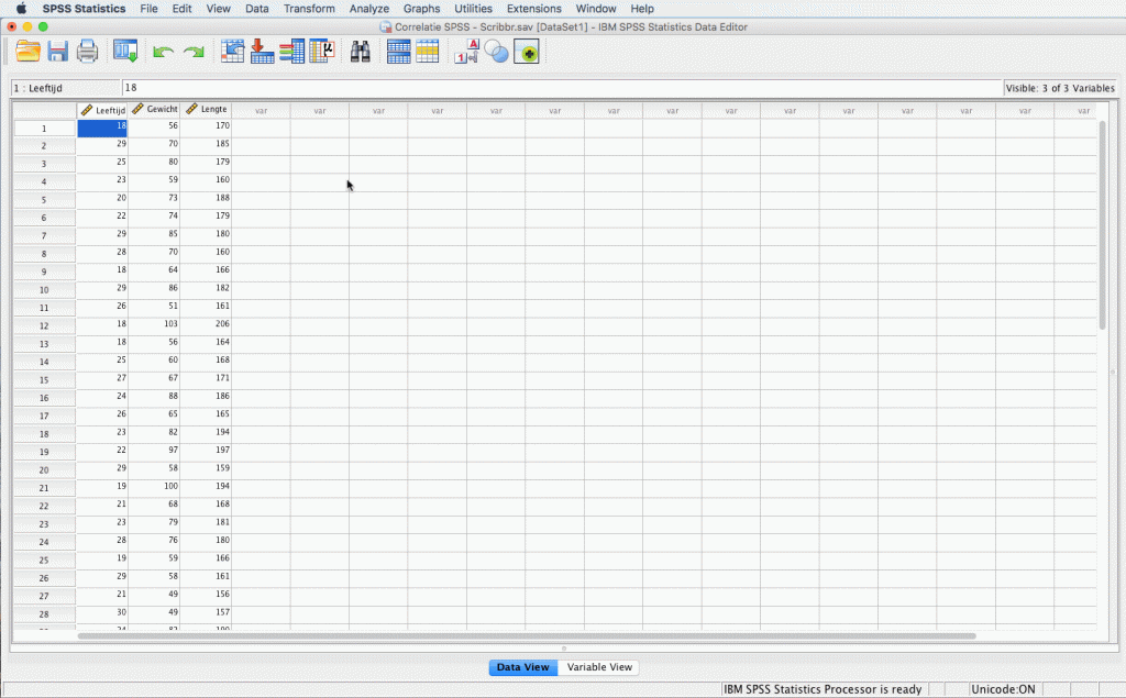 Correlatie berekenen SPSS