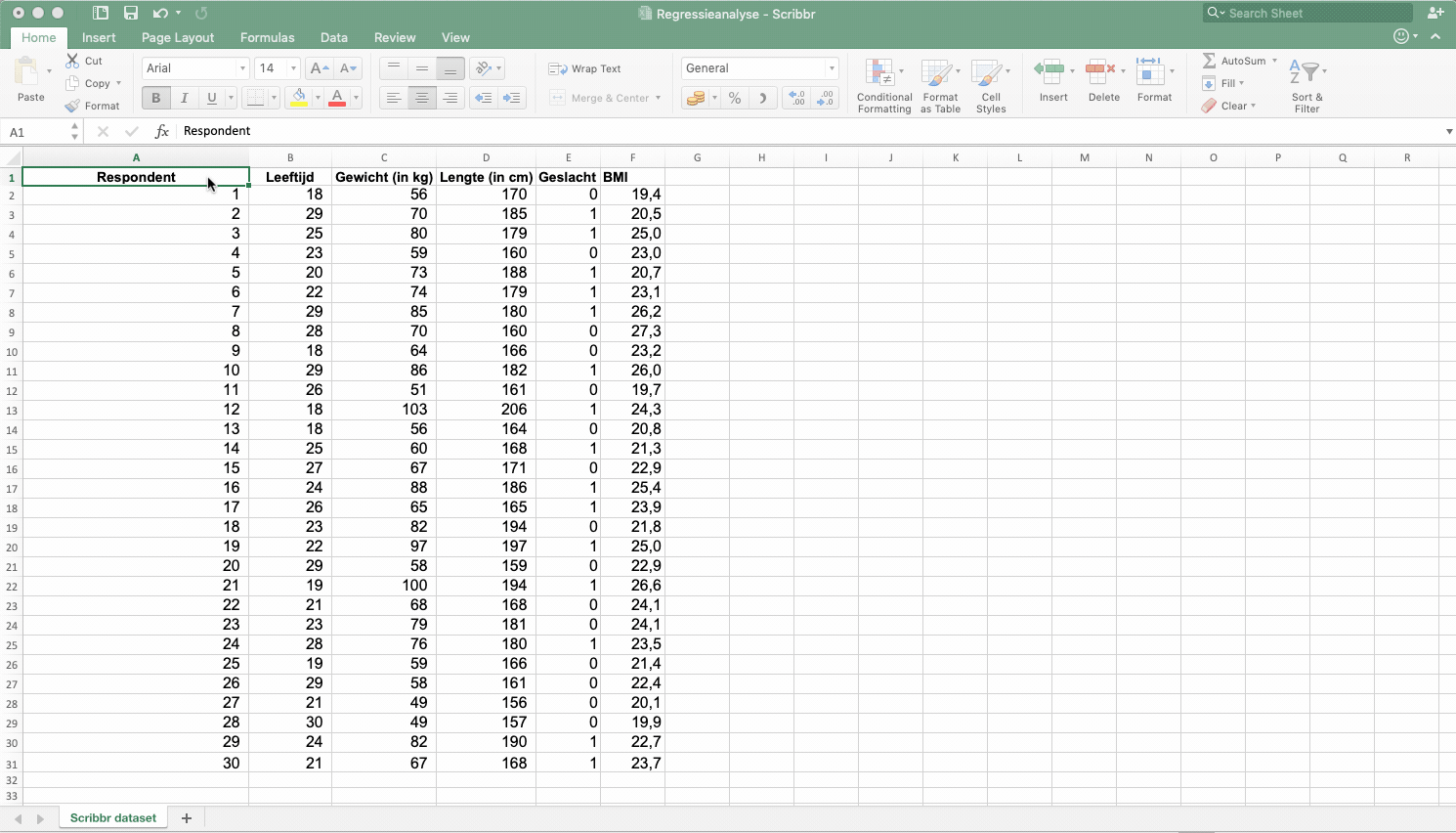 Regressieanalyse Excel