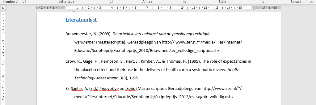 Literatuurlijst volgens de APAregels