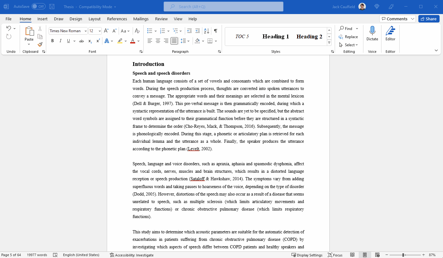 how to edit research paper in word