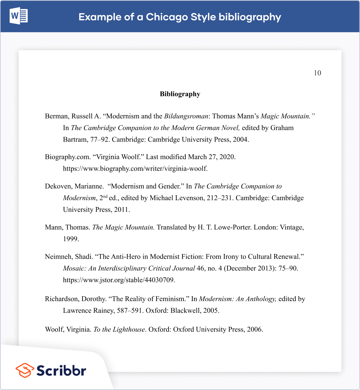 Example of a Chicago Style bibliography