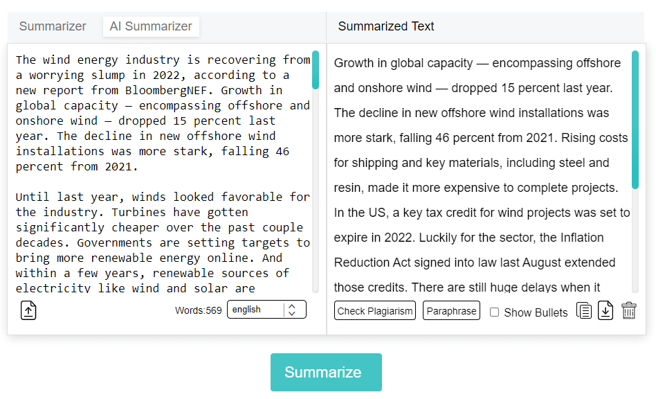 Editpad summarizer